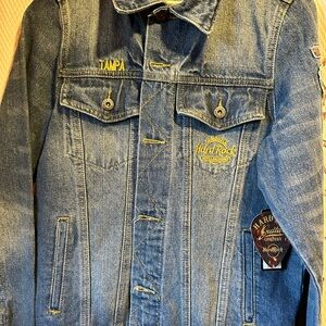 All Is One HARD ROCK CAFE Denim Jacket with Yellow Embroidery